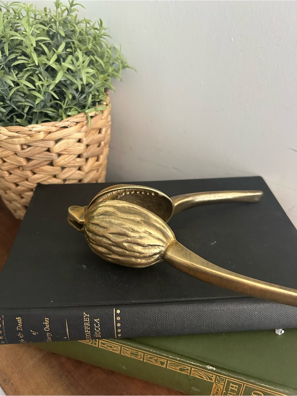 Vintage Solid Brass walnut-shaped Nutcracker Mid century